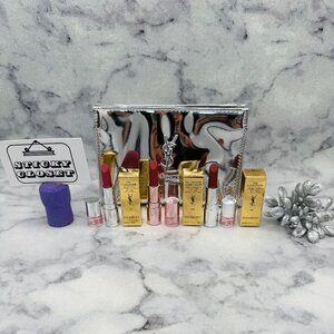 YSL Loveshine Lipstick Set-Silver Pouch, Rosewood Blush &Nude Lavalliere-4pc-NEW